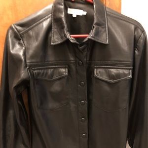Good American vegan leather Utility Shirt Jacket